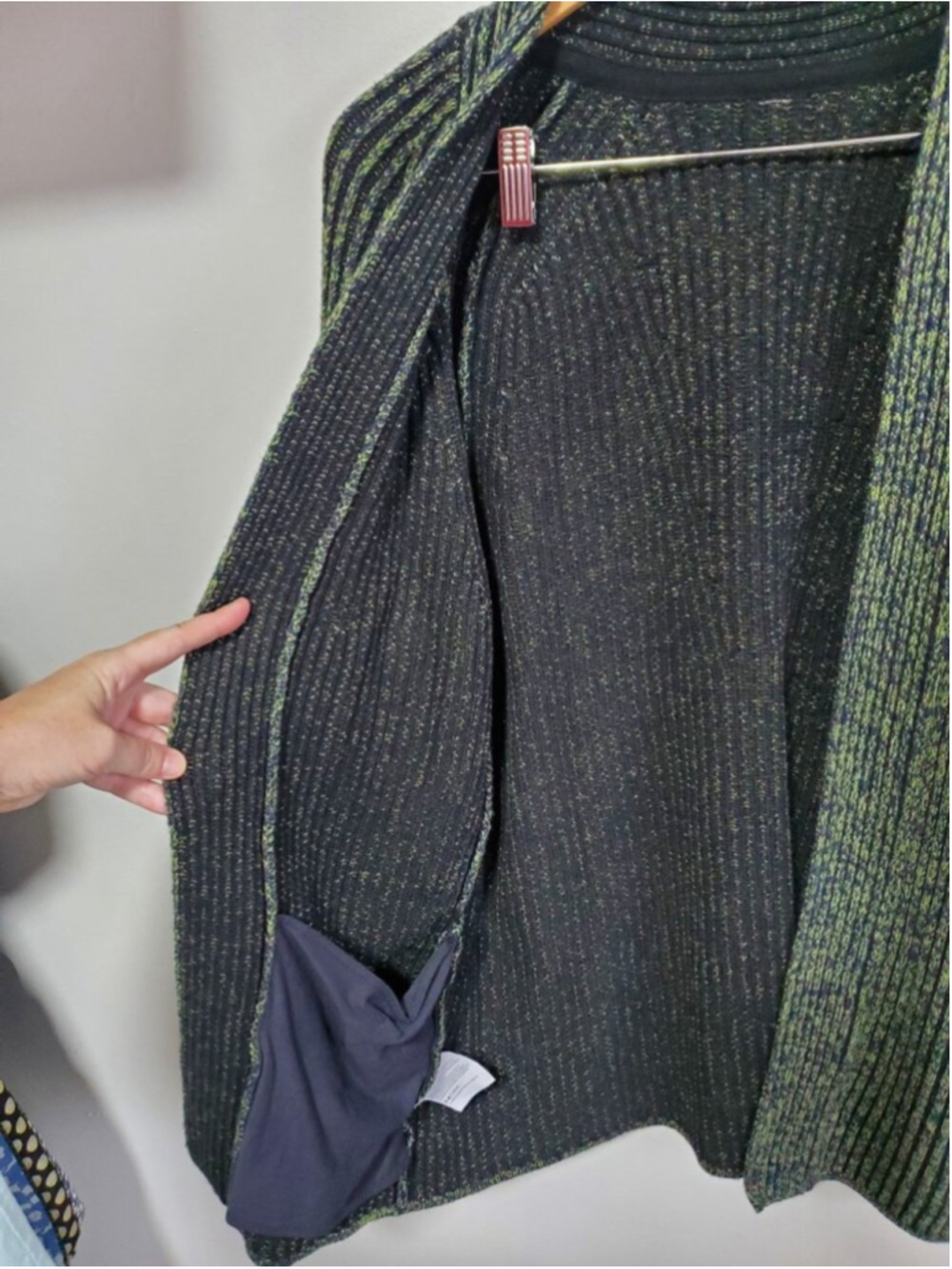 LULULEMON Cotton-Cashmere Blend Sweater Wrap Cardigan Green Sz 6 Ribbed Knit - Picture 6 of 10